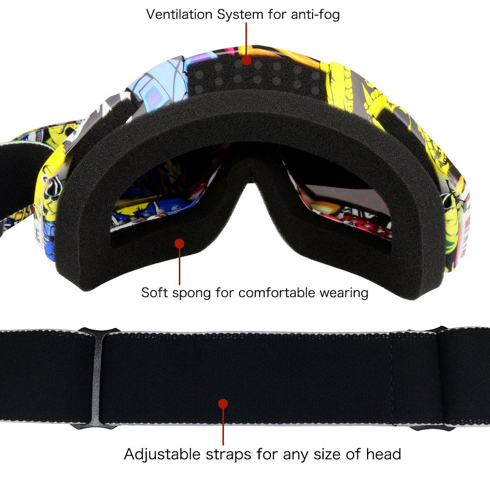 Professtional Adult Motorcycle Goggles Off Road Dirt Bike ATV Riding Motocross Mx Goggles Glasses for Men Women Youth Kids(C74) (7474634785006)